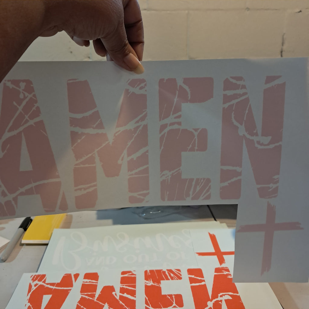 Amen with Cross - Screen Print Transfer
