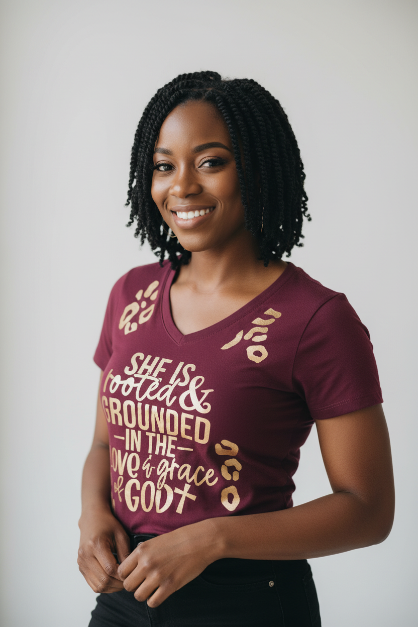 She Is Rooted & Grounded in the Love & Grace of God - Screen Print Transfer