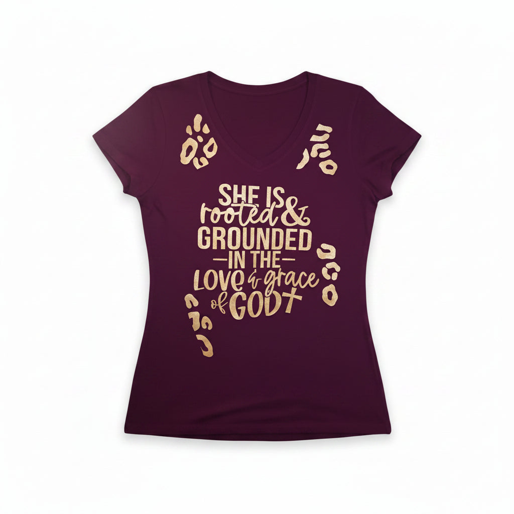 She Is Rooted & Grounded in the Love & Grace of God - Screen Print Transfer