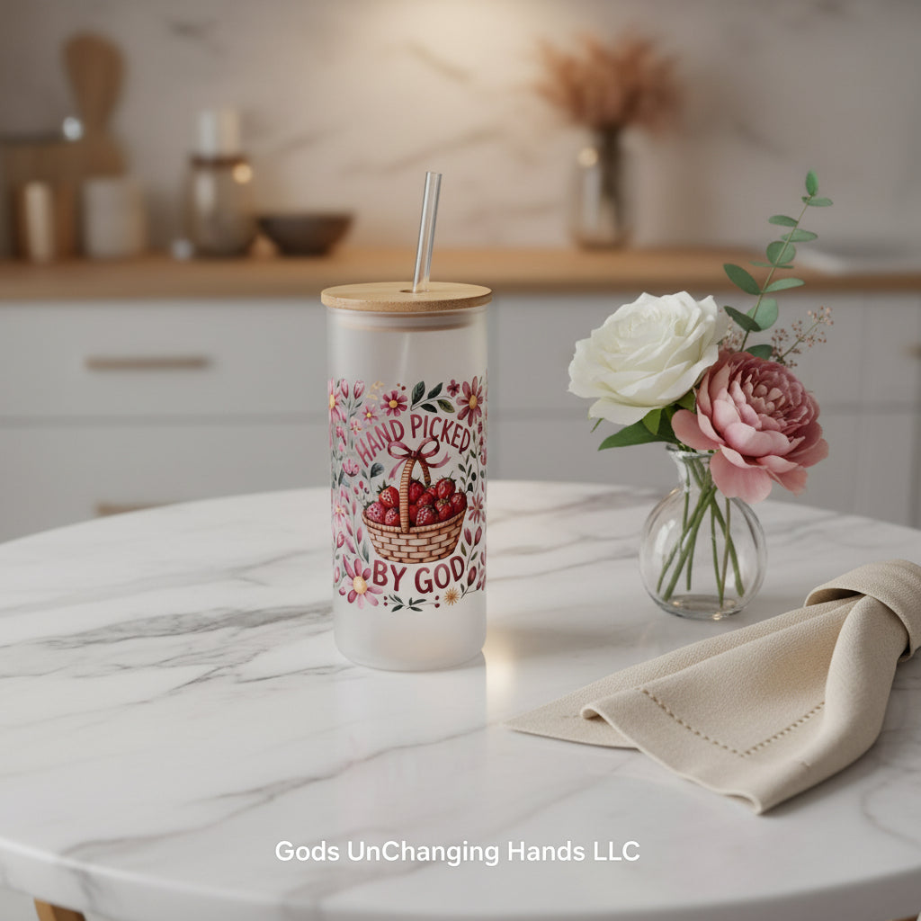 20oz Glass Tumbler - Hand Picked By God