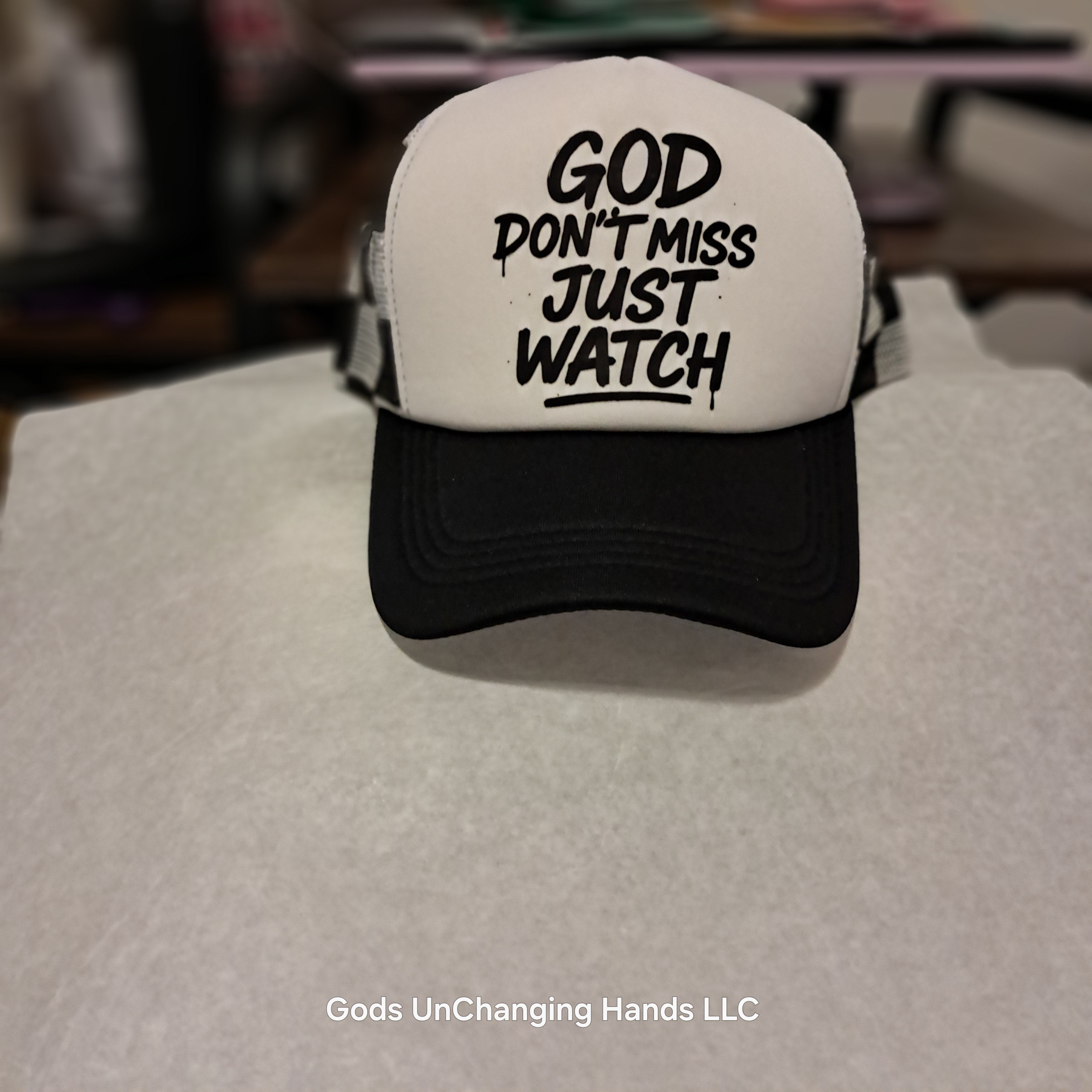 God Don't Miss Just Watch Trucker Hat